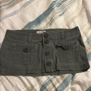Olive Button-Front Mini Skirt